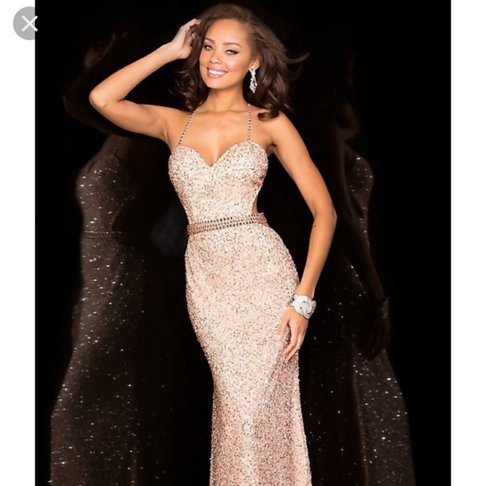 Sequined Pink Scala Prom Dress